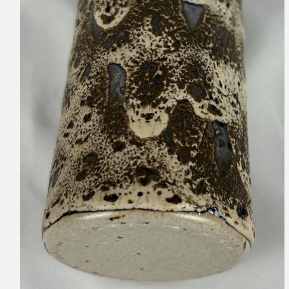 Pigeon Forge Pottery Dark Lava Cylinder Vase Signed Textured Slim 8" Tall - Picture 3 of 5